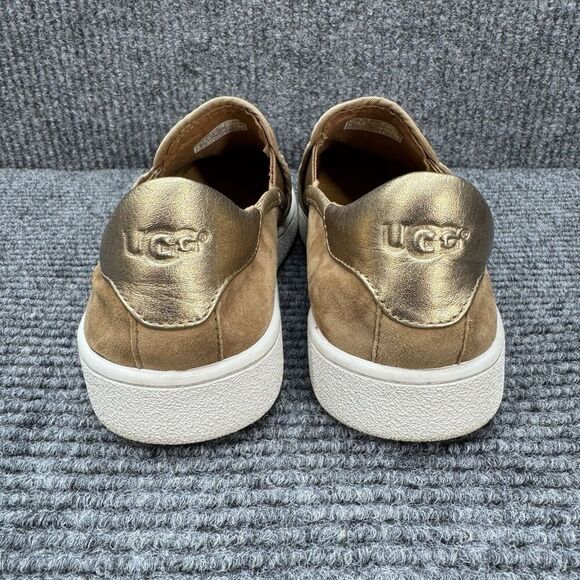 UGG Cas Suede Sneakers Shoes Womens 7.5 Tan Caramel Slip On Metallic 1019217 - Picture 8 of 11